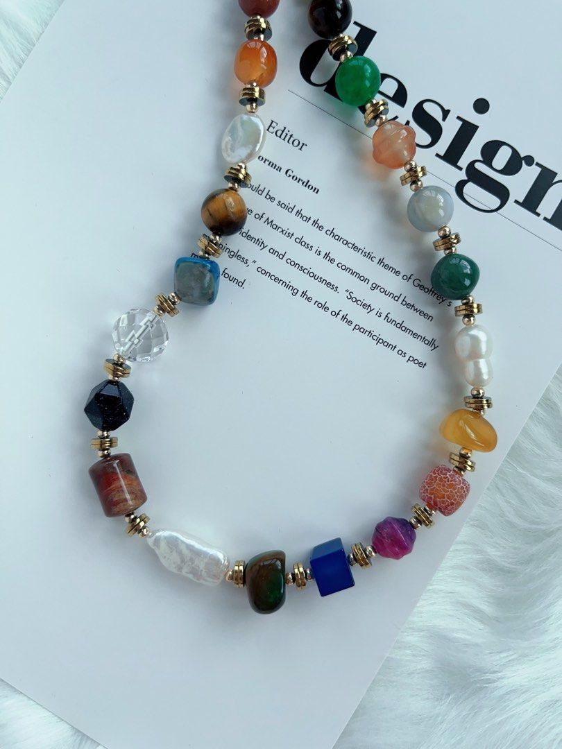 #PN277 Fresh Air| Freshwater Pearl Necklace | Agate| Blue Sandstone | Coin, Rectangular Pearl| Clear Quartz | Gourd Pearl