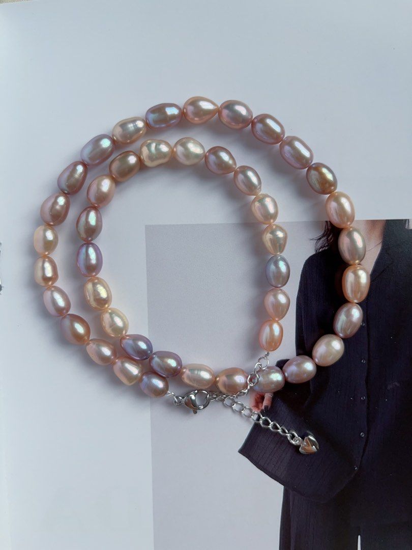 #PN38 [Minimalist] Colourful Summer|Handmade|Original Design |Freshwater Pearl Necklace |Mixed Colour Rice Pearl |Metallic Lustre |Rare