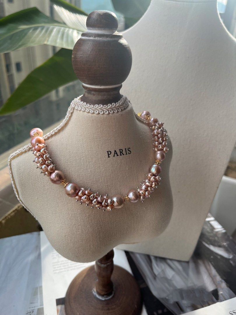 #PN171 [Floral Series] Lustrous Elegance| Handmade Original Design |Freshwater Pearl Necklace | Big Baroque Pearl |Mixed Colour |Hard-core Craft