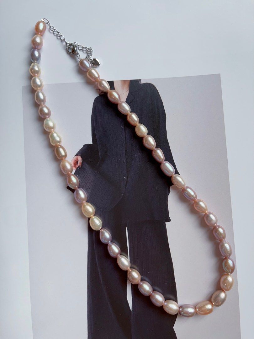 #PN38 [Minimalist] Colourful Summer|Handmade|Original Design |Freshwater Pearl Necklace |Mixed Colour Rice Pearl |Metallic Lustre |Rare