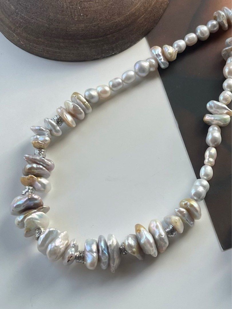 #PN239 Millionaires| Freshwater Pearl Necklace & Bracelet Set |Big Coin Pearl |Natural Flaws |Lustrous|Colourful