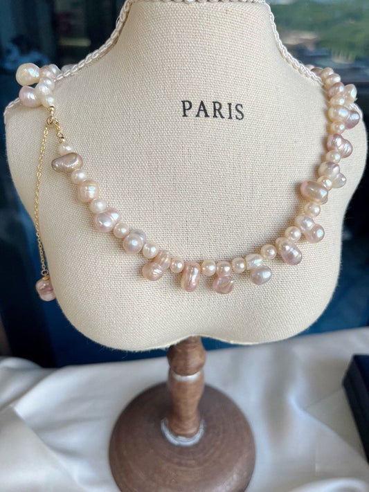 #PN42 Cute Gourd|Freshwater Pearl Necklace |Baroque Irregular Gourd Shaped Pearls|Adjustable Length