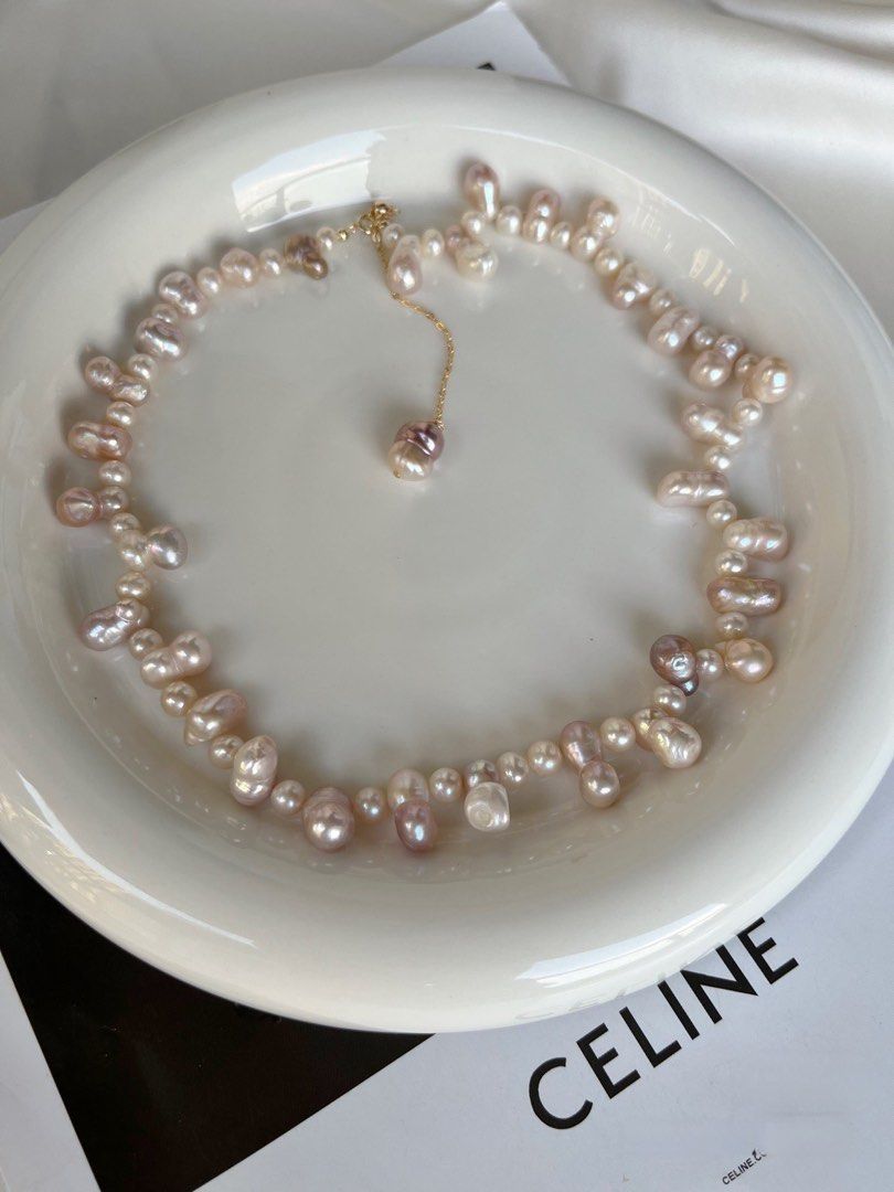 #PN42 Cute Gourd|Freshwater Pearl Necklace |Baroque Irregular Gourd Shaped Pearls|Adjustable Length