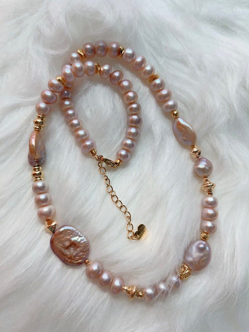 #PN288 Gorgeous Purple | Freshwater Pearl Necklace | Oval Shaped Pearl | Irregular Baroque | Bun Shaped Fatty Pearl | Good Lustre