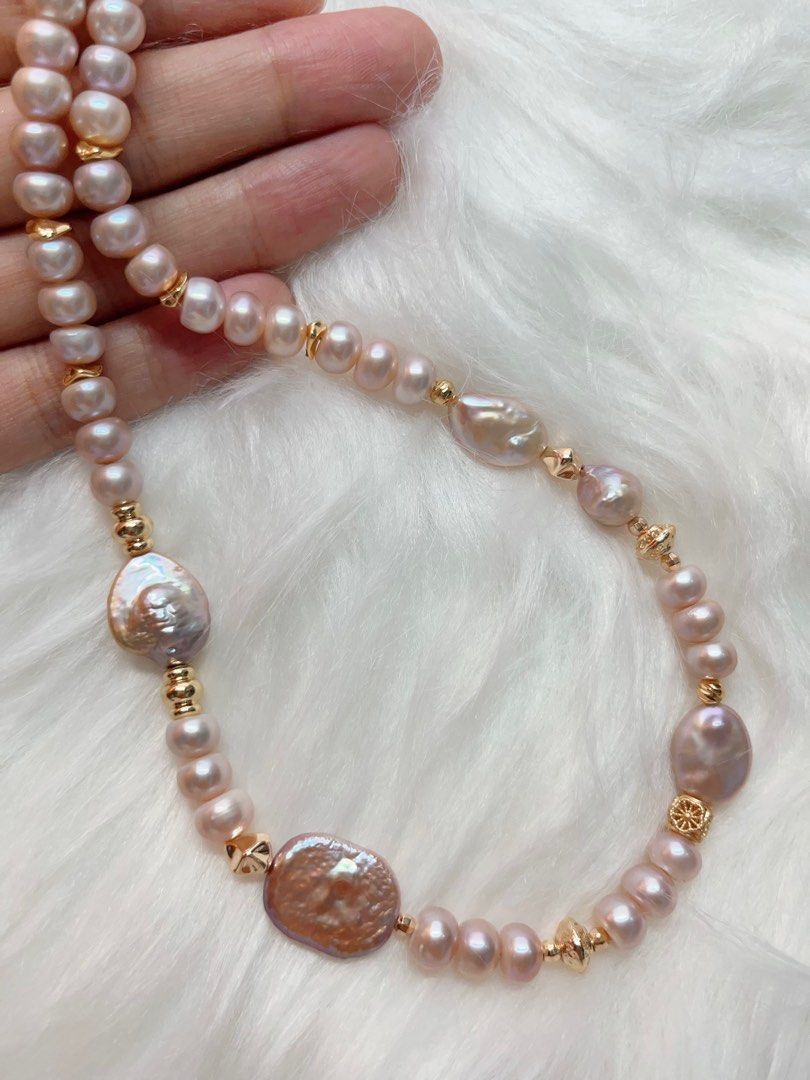 #PN288 Gorgeous Purple | Freshwater Pearl Necklace | Oval Shaped Pearl | Irregular Baroque | Bun Shaped Fatty Pearl | Good Lustre