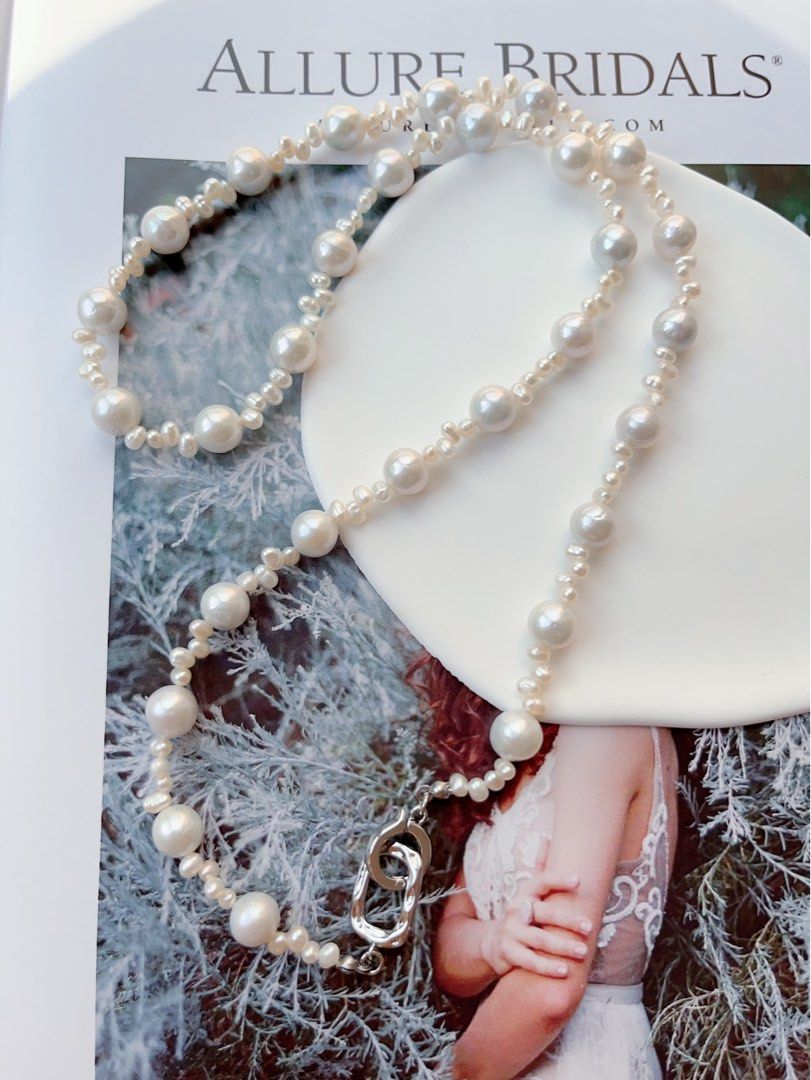 #PN67 Grey Splash |Freshwater Pearl Necklace |Silver-ish Lustre|Baby Pearl |Long Sweater Necklace |63cm