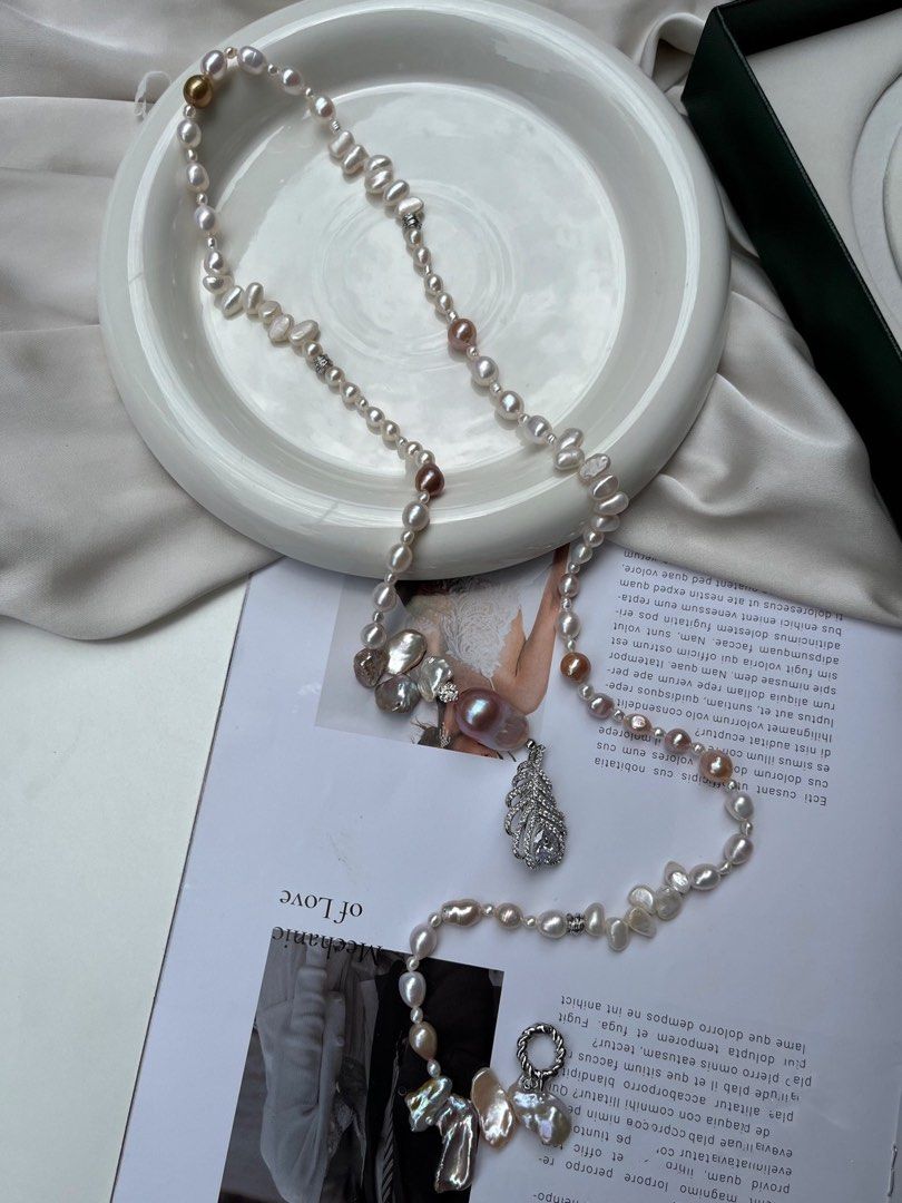 #PN44 Multi-wear Freshwater Baroque Pearl Necklace |85cm Long|Petal Pearl |Big Purple Baroque Pearl