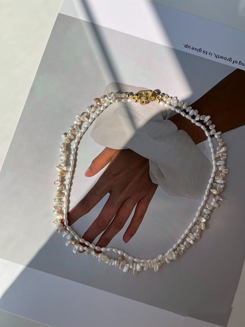 #PN242 Pearl Fantasy |Freshwater Pearl Necklace |Three Layered |Baby Petal Pearls|2 Pieces Set