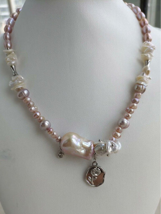 #PN175 [Clearance Sale] [Floral Series] Freshwater Pearl Necklace |Petals|Big Baroque Pearl |Silver