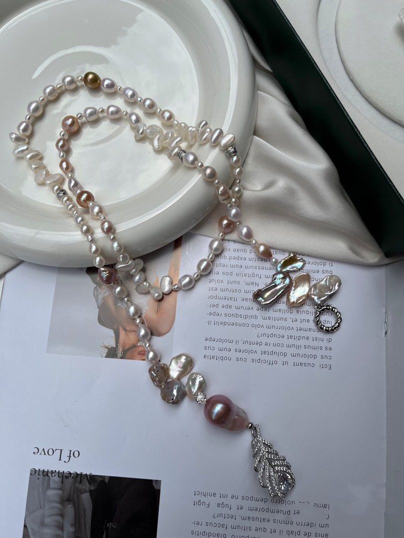 #PN44 Multi-wear Freshwater Baroque Pearl Necklace |85cm Long|Petal Pearl |Big Purple Baroque Pearl