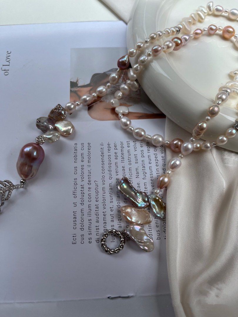 #PN44 Multi-wear Freshwater Baroque Pearl Necklace |85cm Long|Petal Pearl |Big Purple Baroque Pearl