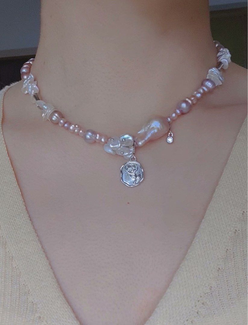 #PN175 [Clearance Sale] [Floral Series] Freshwater Pearl Necklace |Petals|Big Baroque Pearl |Silver