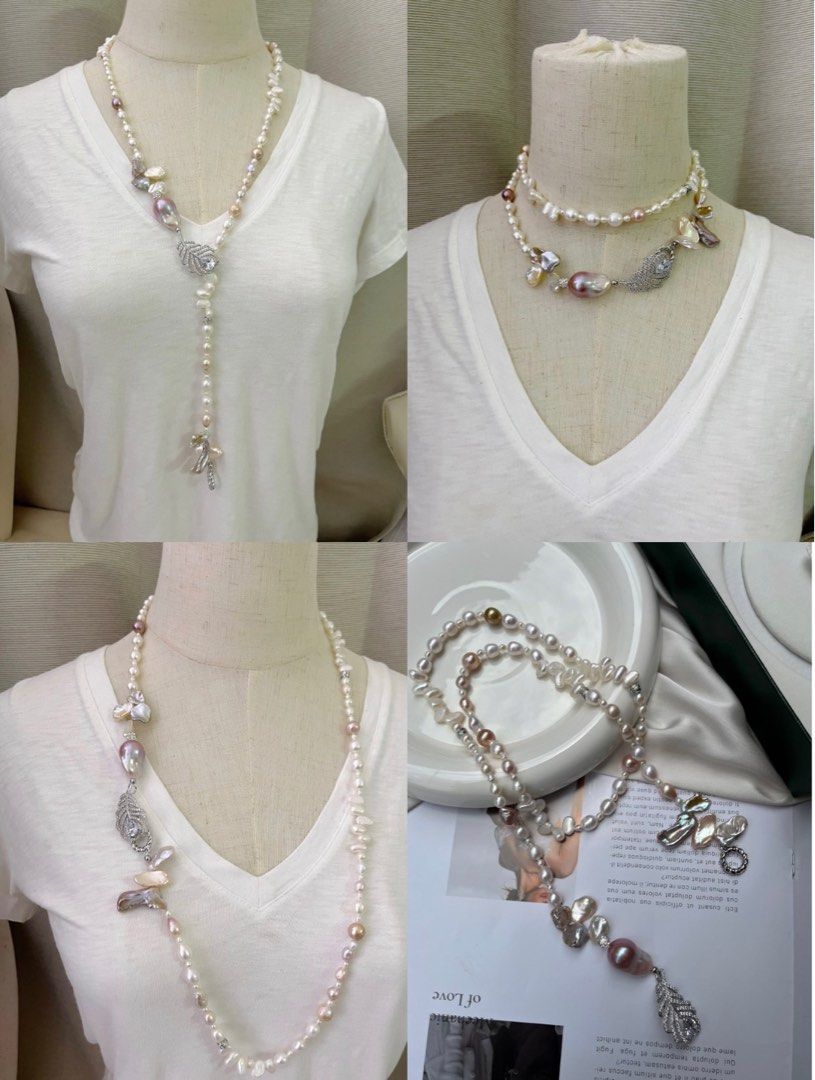 #PN44 Multi-wear Freshwater Baroque Pearl Necklace |85cm Long|Petal Pearl |Big Purple Baroque Pearl
