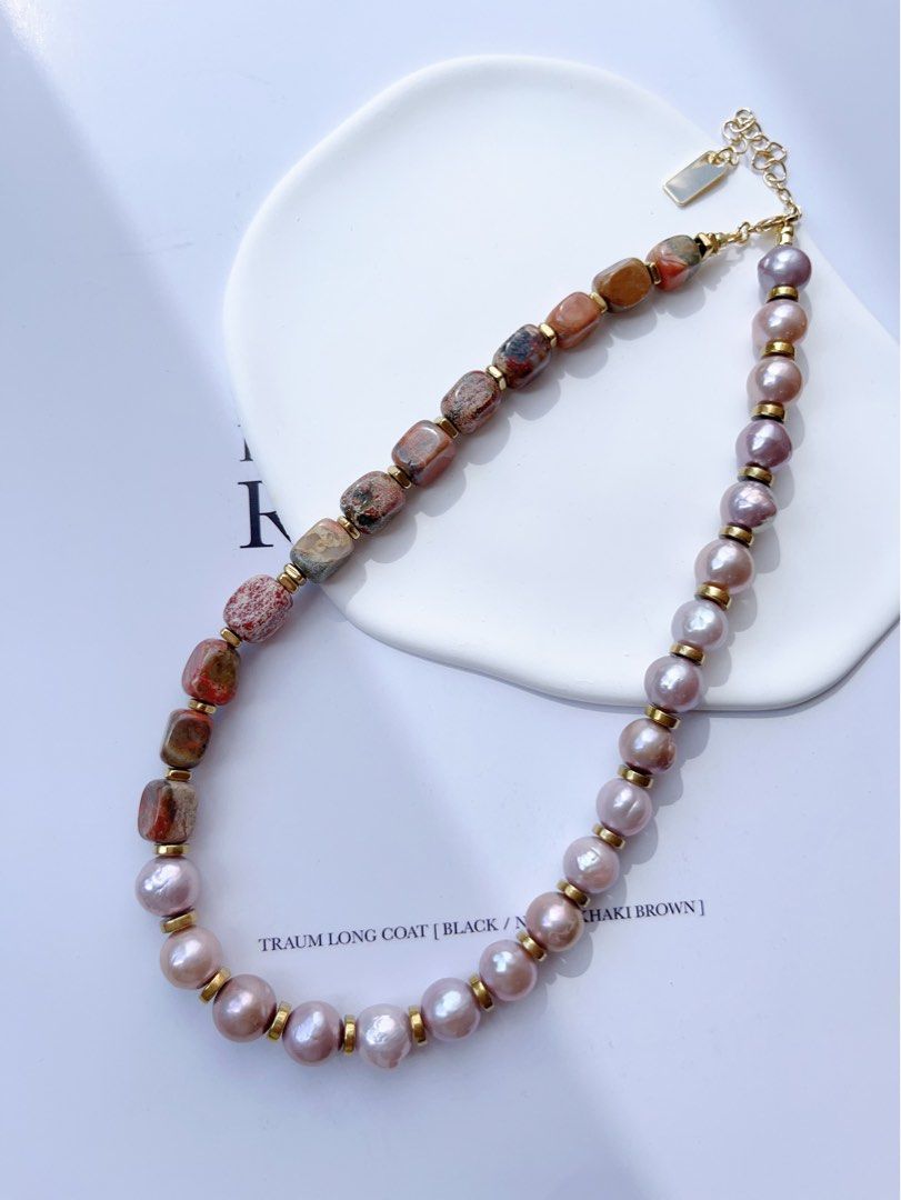 #PN70 [Flash Sale]History Traces | Freshwater Pearl Necklace |Natural Stones|Purple Baroque Pearl |Slight Natural Flaws |Original Design|Handmade
