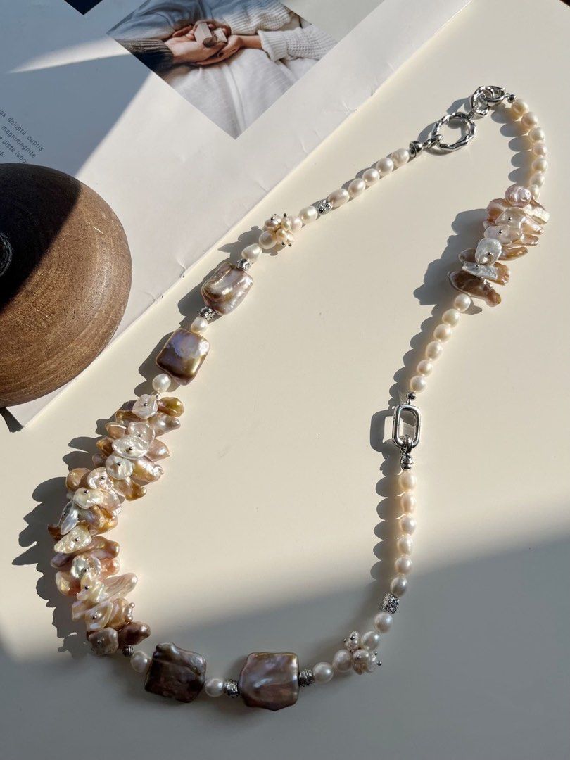 #PN134 [Floral Series] Handmade Original Design | Blossom Grace|Freshwater Pearl Bracelet & Necklace Set|Petal on Pearl
