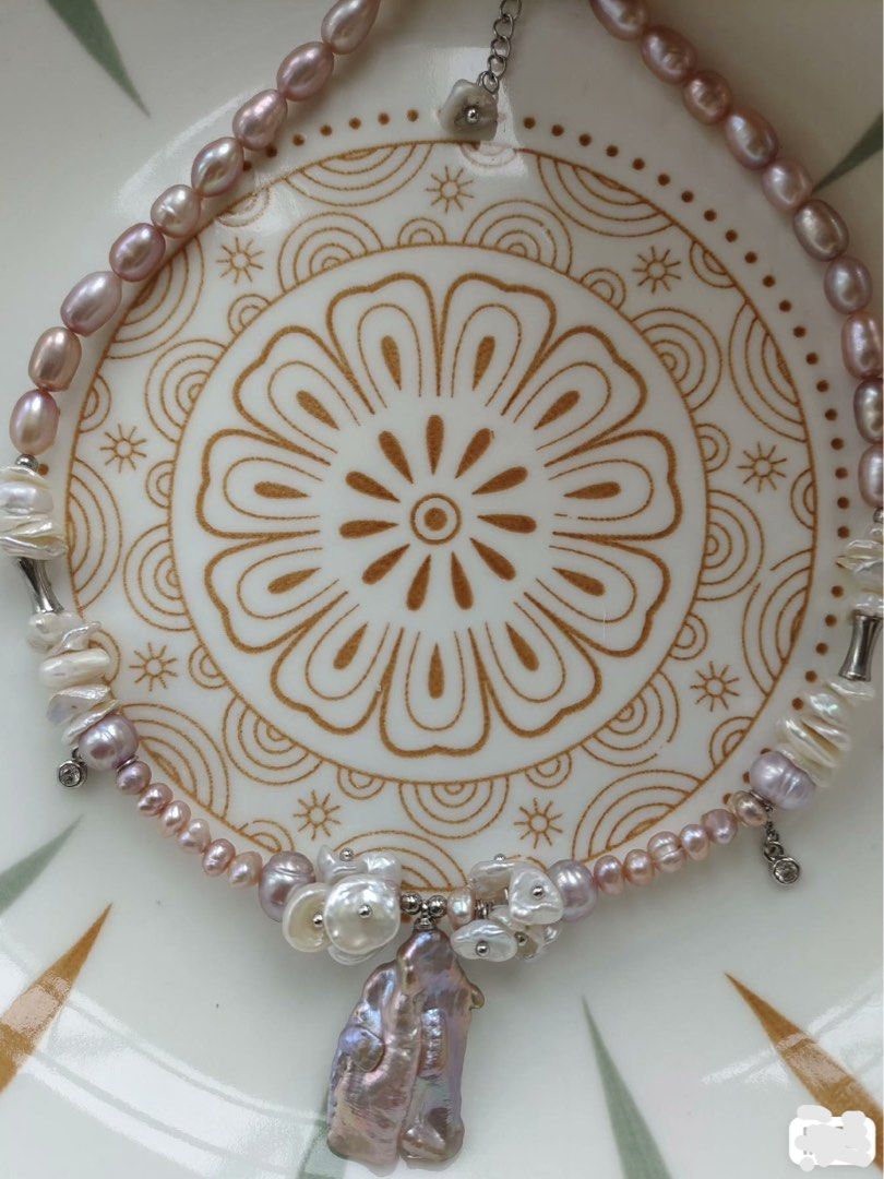 #PN151 [Clearance Sale] [Floral Series]Freshwater Big Petal Pearl Necklace |30mm Pendant |Cool Silver