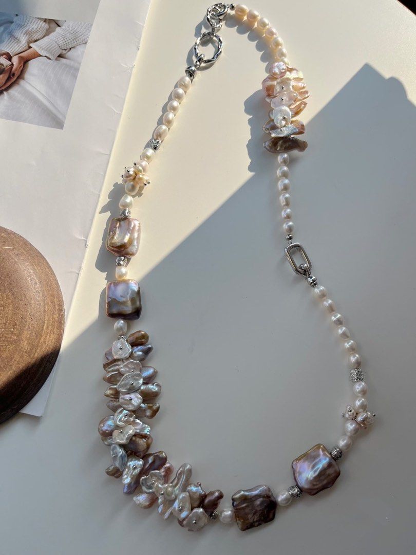 #PN134 [Floral Series] Handmade Original Design | Blossom Grace|Freshwater Pearl Bracelet & Necklace Set|Petal on Pearl