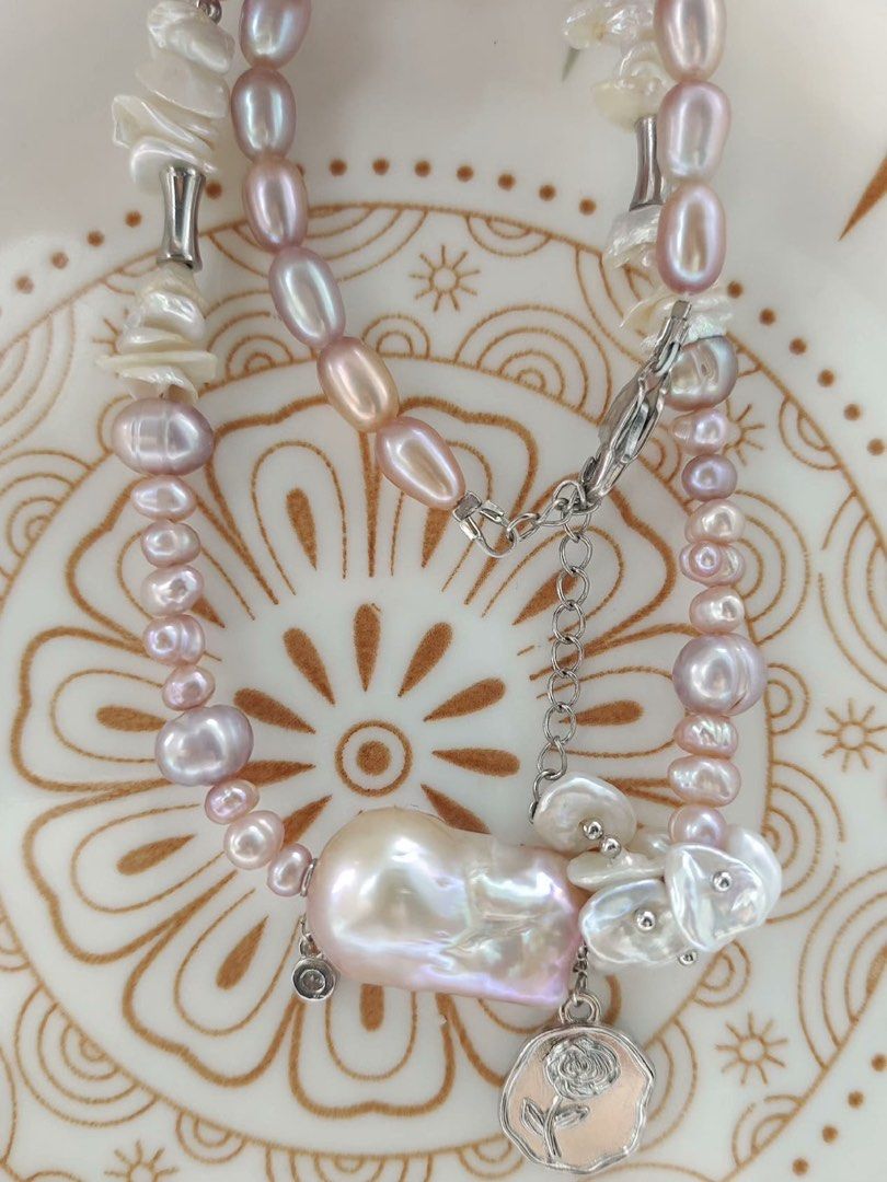 #PN175 [Clearance Sale] [Floral Series] Freshwater Pearl Necklace |Petals|Big Baroque Pearl |Silver