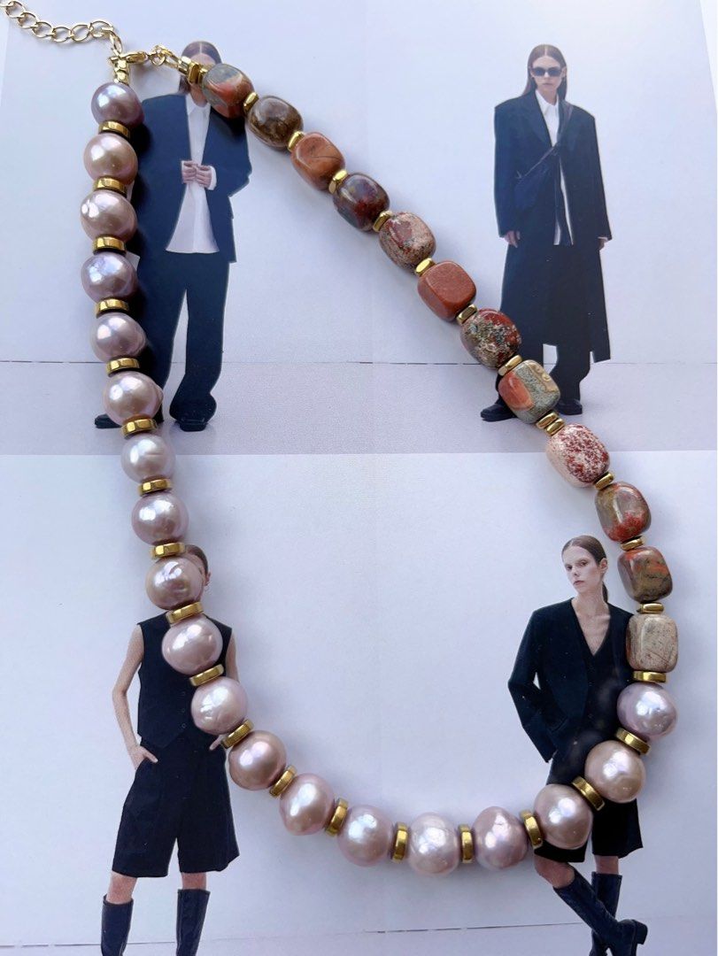 #PN70 [Flash Sale]History Traces | Freshwater Pearl Necklace |Natural Stones|Purple Baroque Pearl |Slight Natural Flaws |Original Design|Handmade