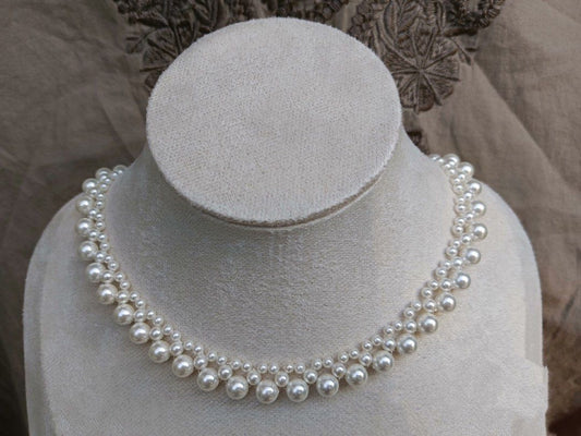 #PN213 Famous Star Same Design Braided Lace Necklace & Bracelet Set |Shell Pearl