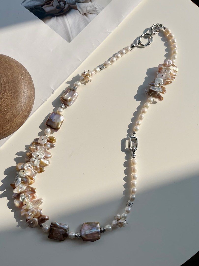 #PN134 [Floral Series] Handmade Original Design | Blossom Grace|Freshwater Pearl Bracelet & Necklace Set|Petal on Pearl