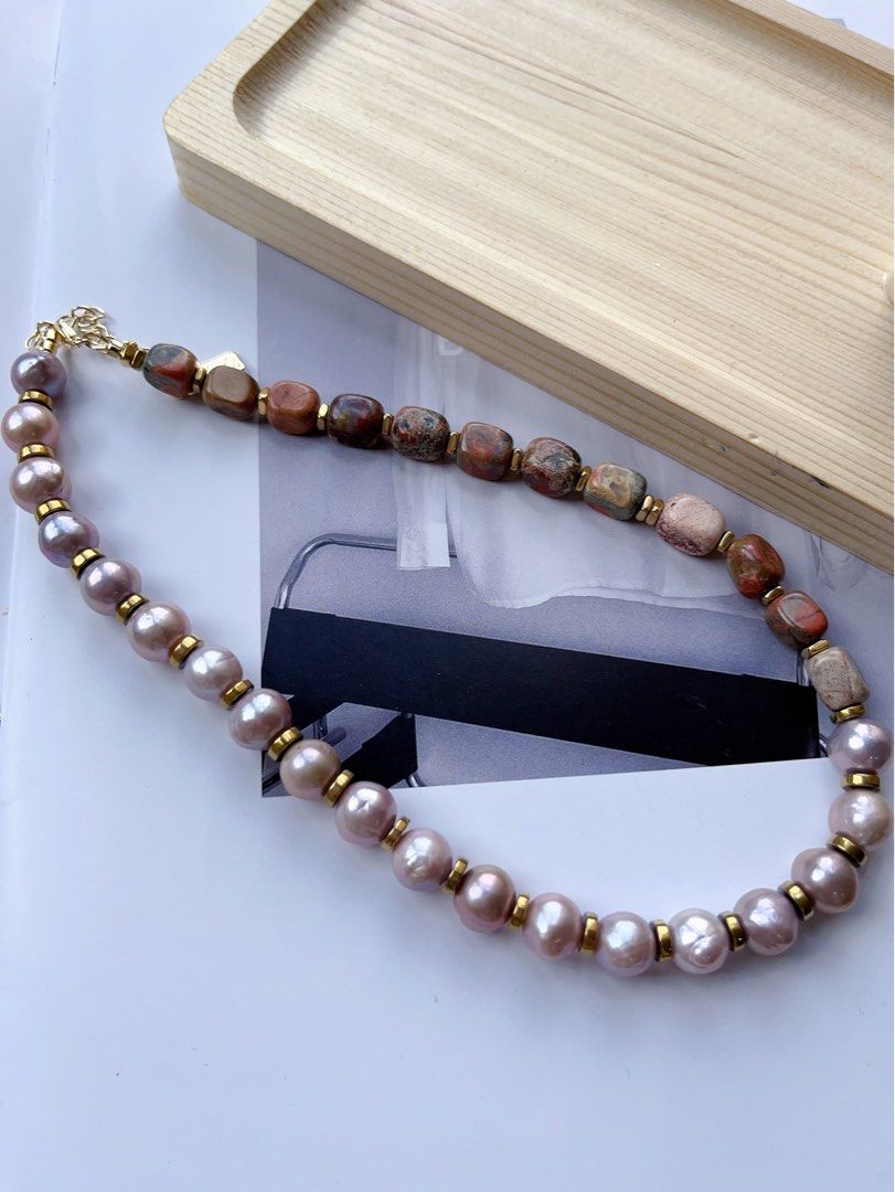 #PN70 [Flash Sale]History Traces | Freshwater Pearl Necklace |Natural Stones|Purple Baroque Pearl |Slight Natural Flaws |Original Design|Handmade