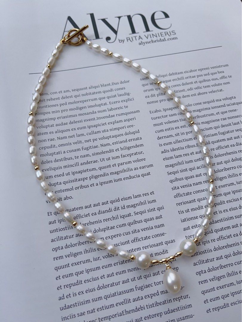 #PN101 [Sale]Genuine Simplicity |Freshwater Pearl Necklace |Rice Pearl |Baroque Pearl |Big Rice Pearl Pendant |OT Clasp