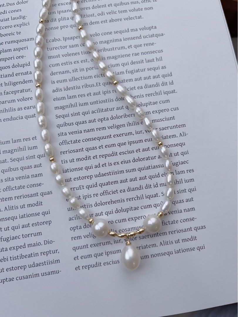 #PN101 [Sale]Genuine Simplicity |Freshwater Pearl Necklace |Rice Pearl |Baroque Pearl |Big Rice Pearl Pendant |OT Clasp