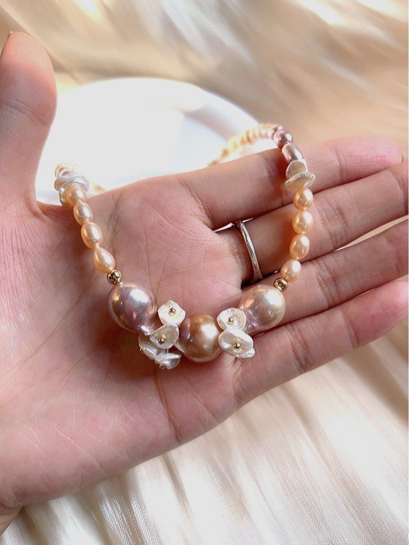 #PN176 [Sale] [Floral Series] Baroque Freshwater Pearl Necklace | Mixed Colour |Superb Lustre