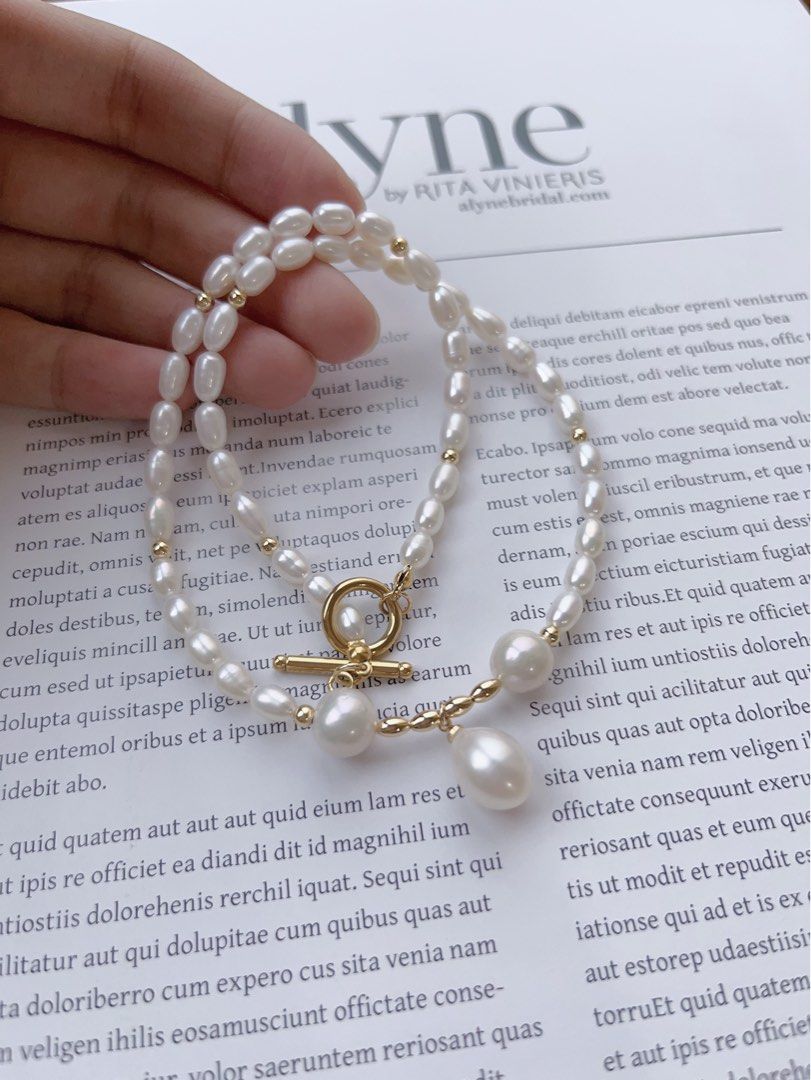 #PN101 [Sale]Genuine Simplicity |Freshwater Pearl Necklace |Rice Pearl |Baroque Pearl |Big Rice Pearl Pendant |OT Clasp