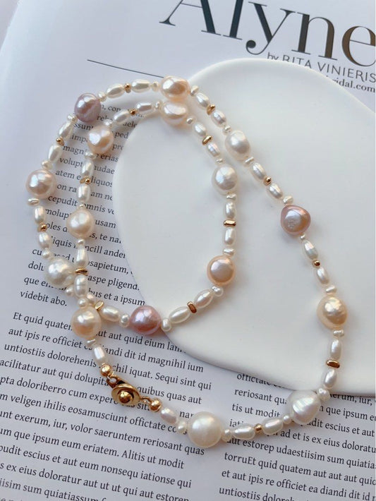 #PN85 [Sale]Candy Factory |Freshwater Pearl Necklace |Baroque Pearl |Mixed Sizes, Shapes & Colours|Good Lustre|53cm