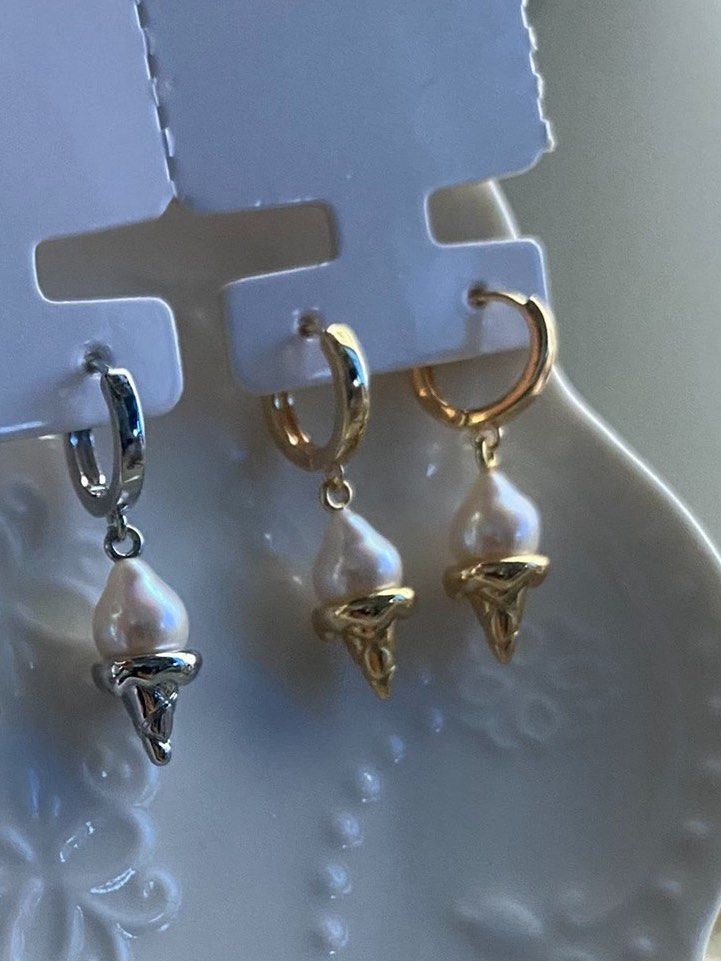 #PN215 Freshwater Pearl Necklace & Earrings Set|Ice Cream|White Pearls|Original Design