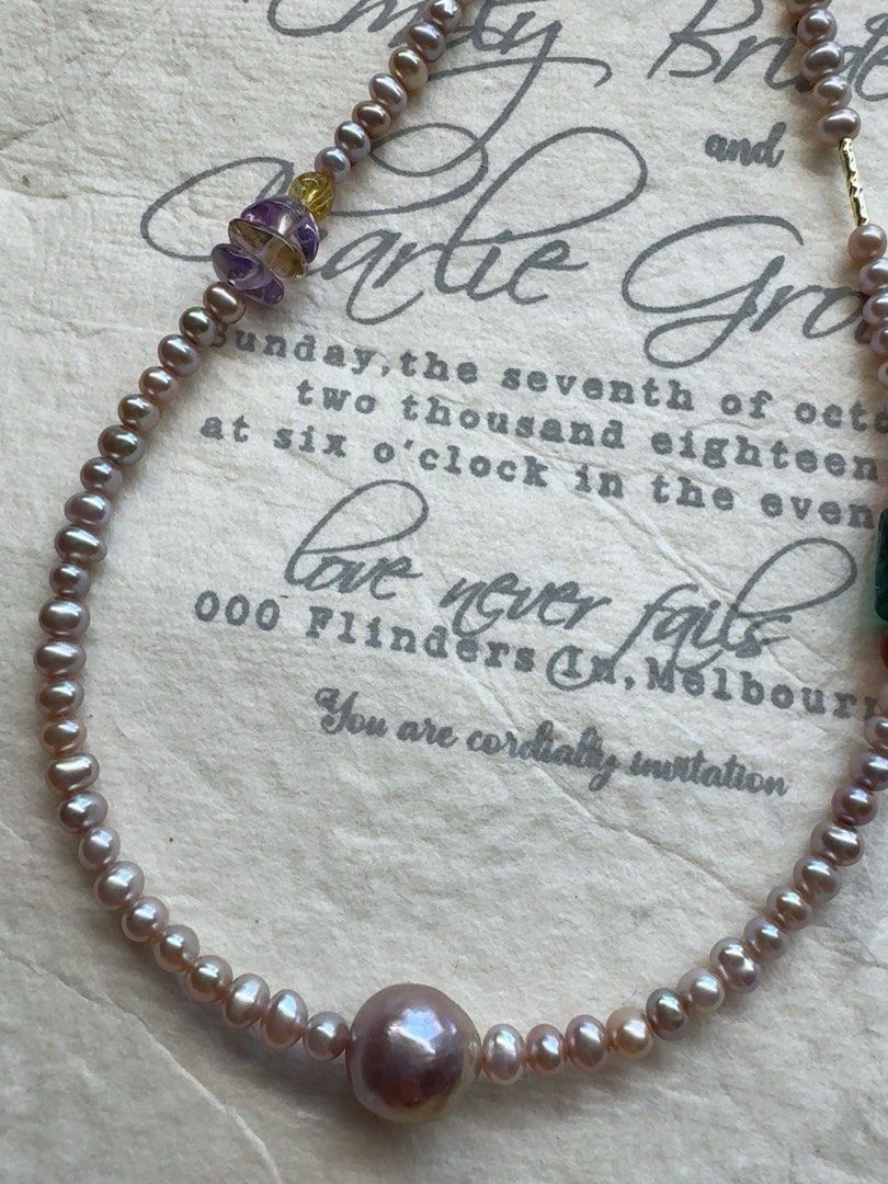 #PN260 Grape Juice | Freshwater Pearl Necklace |Baby Baroque Pearl |Garnet|Metallic Lustre|Wrinkled Baroque Pearl