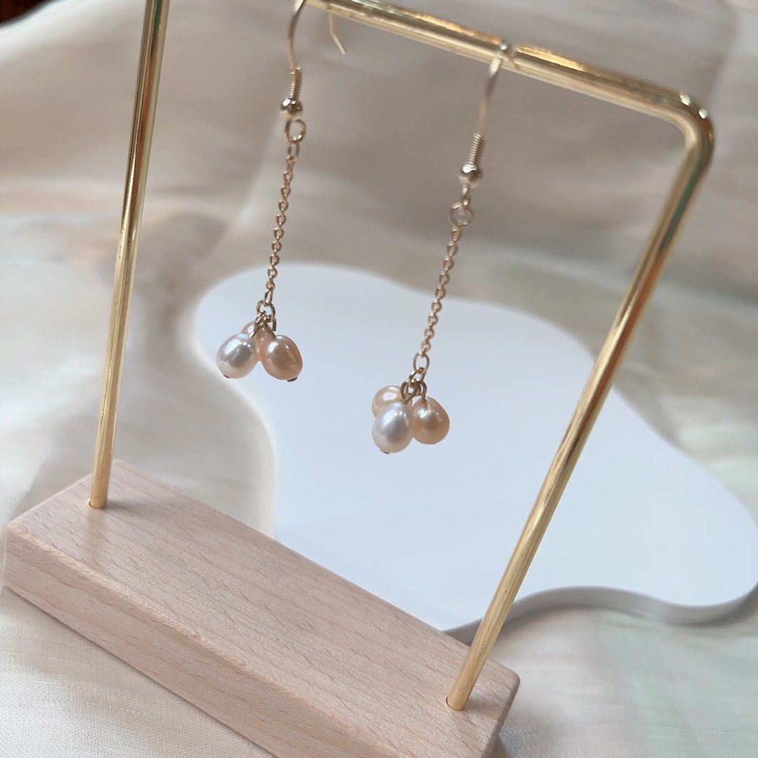 #PN102 Genuine Freshwater Pearl Necklace & Earring Set Rice Pearl Mixed Colour