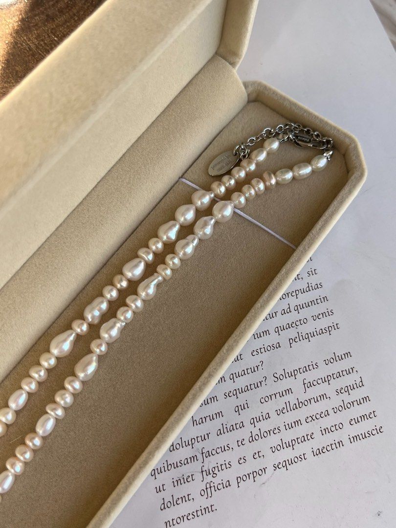 #PN86 Classic Bow|Freshwater Pearl Necklace |Bow Design |Lustrous|Baroque Pearl |Mixed Shapes