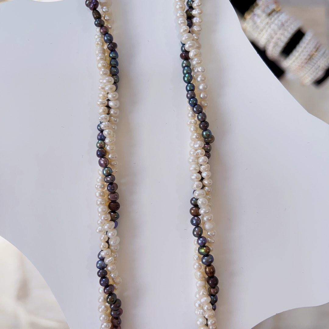#PN103 Natural Freshwater Pearl Necklace Mixed Multiple Layered 3-Layer