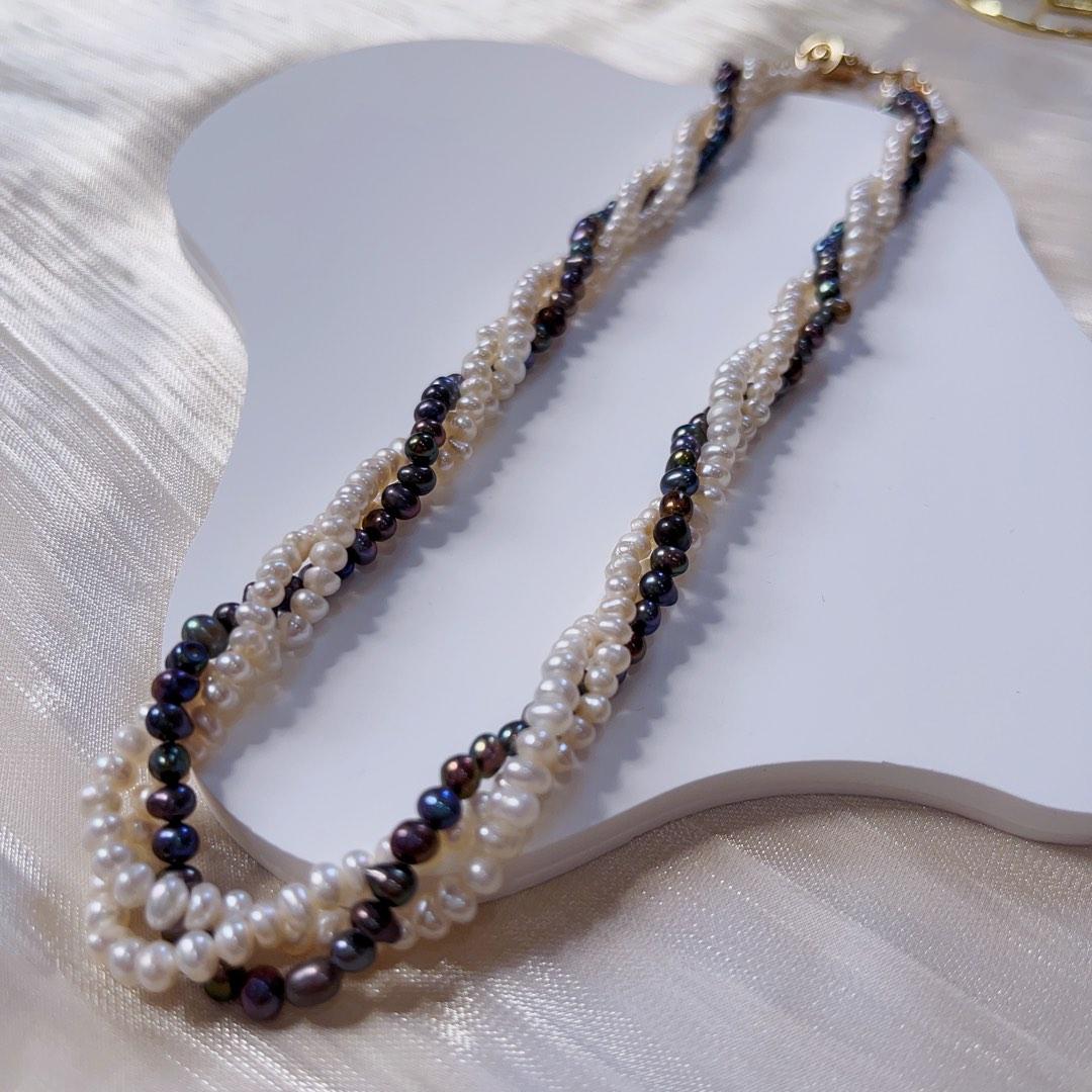 #PN103 Natural Freshwater Pearl Necklace Mixed Multiple Layered 3-Layer