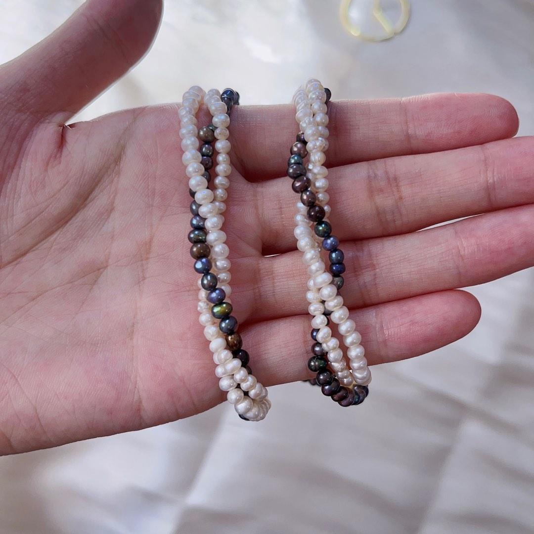 #PN103 Natural Freshwater Pearl Necklace Mixed Multiple Layered 3-Layer