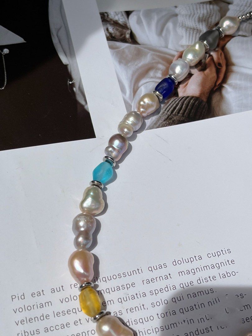 #PN550 [Sale] Irregular Gourd Shaped Genuine Freshwater Baroque Pearl Necklace |Colourful