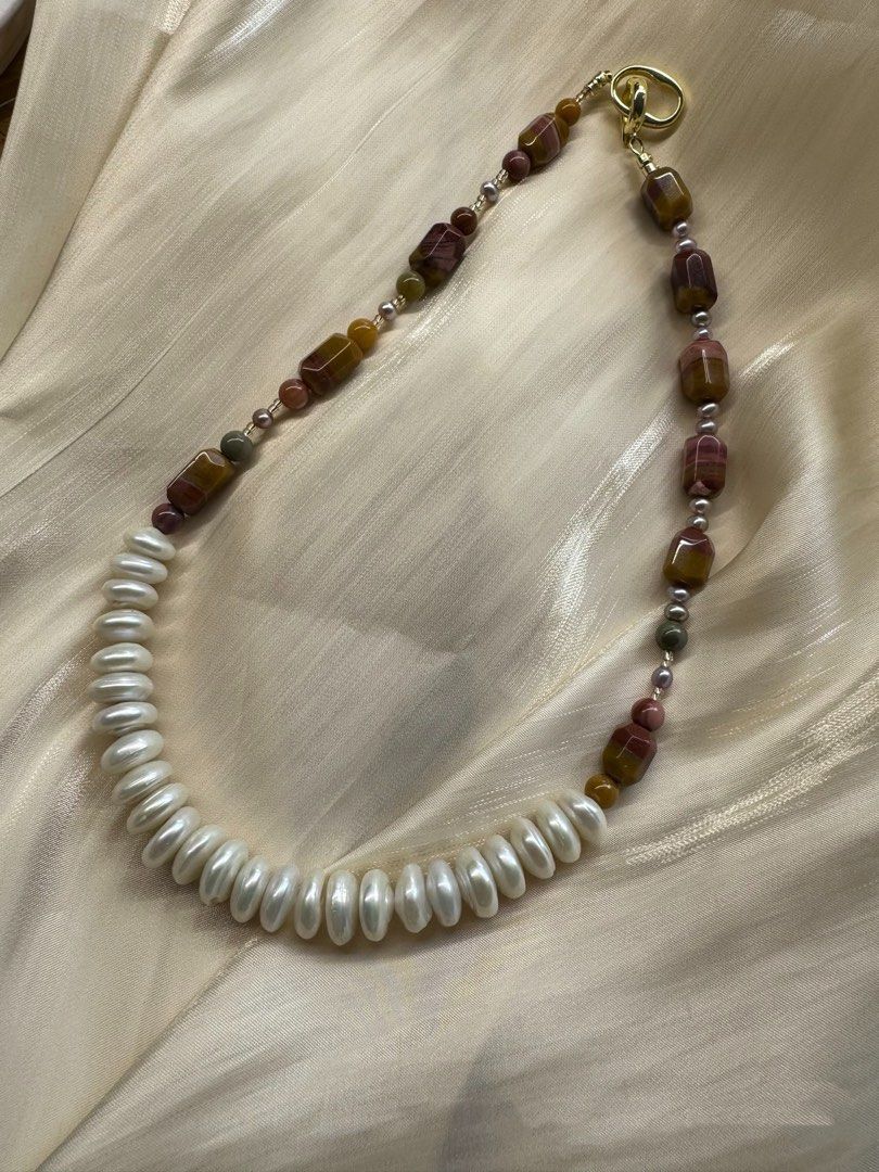 #PN455 Summer Wonderland |Freshwater Pearl Necklace |Layered Coin Pearl|Alashan Agate|Baby Purple Pearl