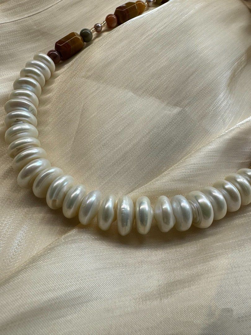 #PN455 Summer Wonderland |Freshwater Pearl Necklace |Layered Coin Pearl|Alashan Agate|Baby Purple Pearl