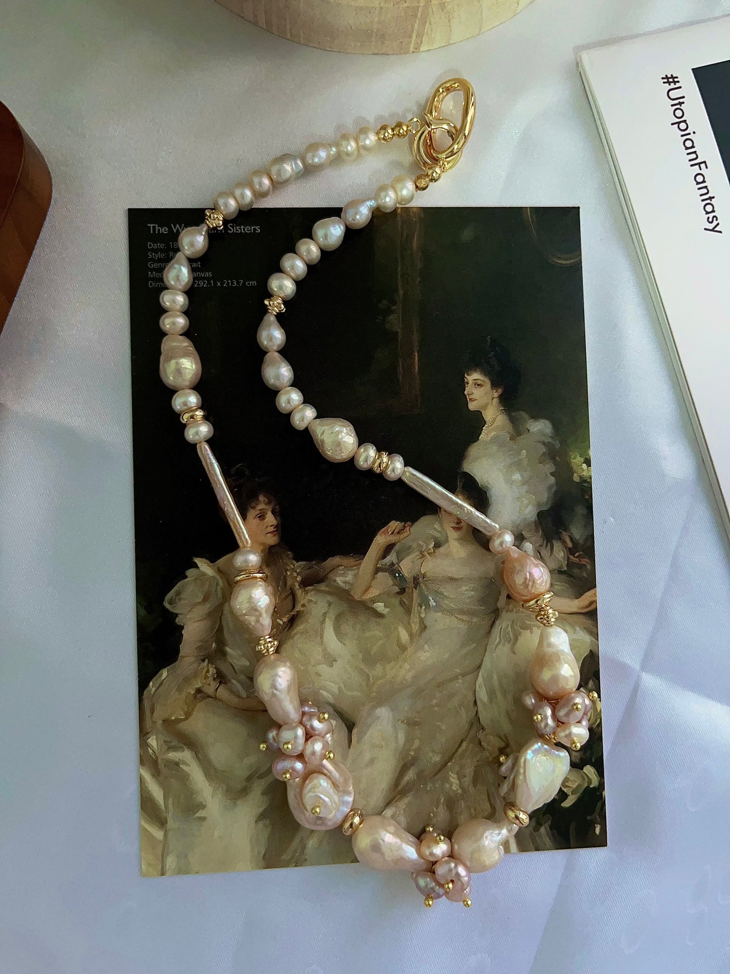#PN1199[Floral Series] freshwater pearl necklace petal-on-pearl waterdrop baroque wrinkle baroque