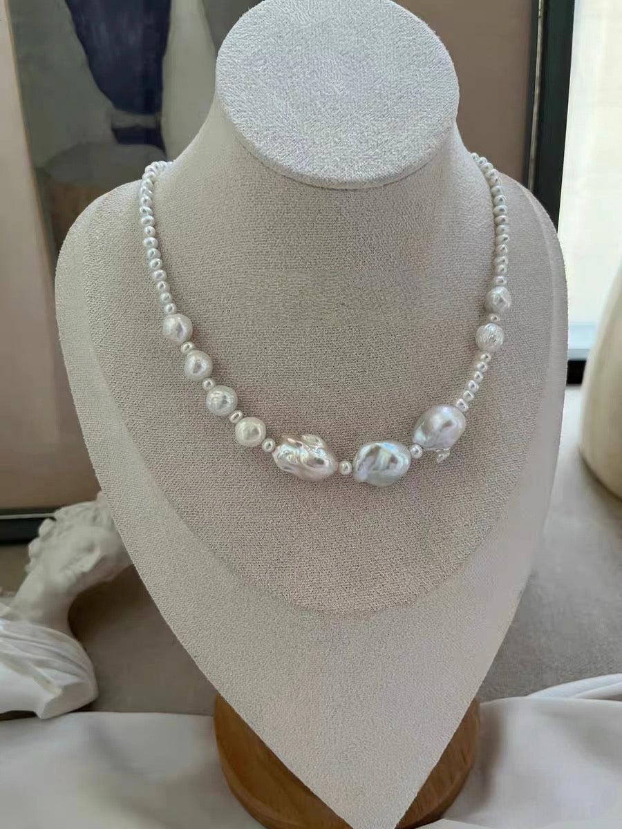 #PN1331 The Lumia Edition | white bubble | Freshwater pearl necklace 43.5cm 13-16mm chunky mermaid baroque pearls lustrous 9-10mm wrinkle baroque pearls aurora lustre baby freshwater pearls egg shapes