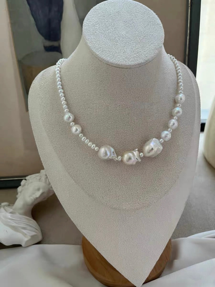 #PN1331 The Lumia Edition | white bubble | Freshwater pearl necklace 43.5cm 13-16mm chunky mermaid baroque pearls lustrous 9-10mm wrinkle baroque pearls aurora lustre baby freshwater pearls egg shapes