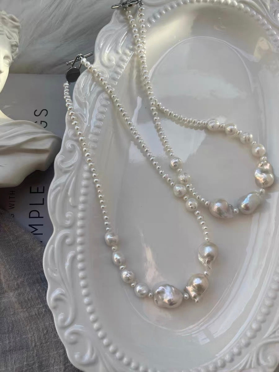 #PN1331 The Lumia Edition | white bubble | Freshwater pearl necklace 43.5cm 13-16mm chunky mermaid baroque pearls lustrous 9-10mm wrinkle baroque pearls aurora lustre baby freshwater pearls egg shapes