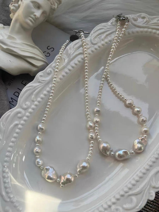 #PN1331 The Lumia Edition | white bubble | Freshwater pearl necklace 43.5cm 13-16mm chunky mermaid baroque pearls lustrous 9-10mm wrinkle baroque pearls aurora lustre baby freshwater pearls egg shapes
