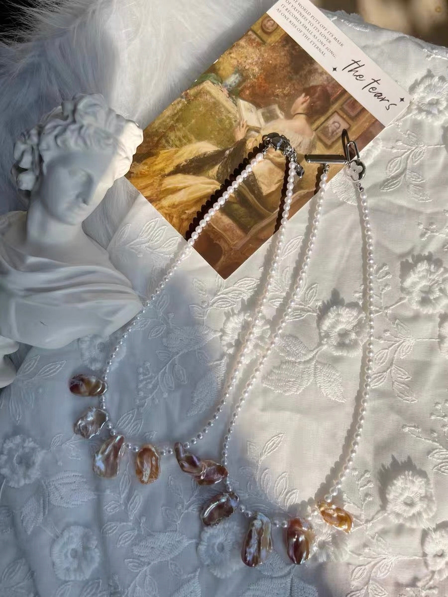 #PN1313 The Lumia Edition| golden bubble | Freshwater pearl necklace aurora baby pearls big flower petal baroque pearls superb lustre