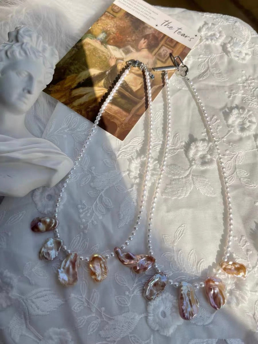 #PN1313 The Lumia Edition| golden bubble | Freshwater pearl necklace aurora baby pearls big flower petal baroque pearls superb lustre