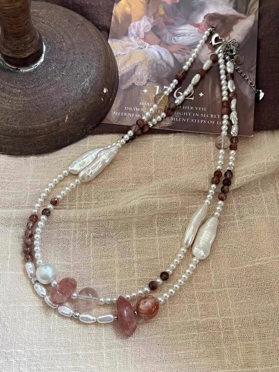 #PN1308 modern chic | Freshwater pearl necklace golden sunstone tower fire quartz black gold super 7 rose quartz aurora baby pearl silver stone baroque lute shaped