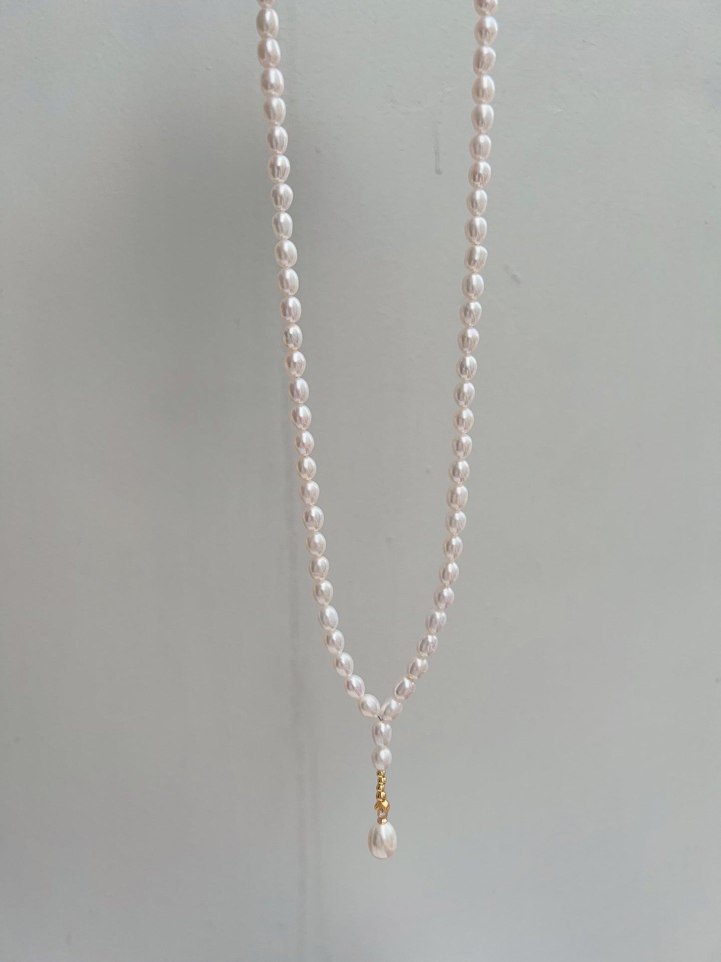 #PN1241 freshwater pearl necklace long Y shape necklace selected pearls white rice pearl high quality lustrous